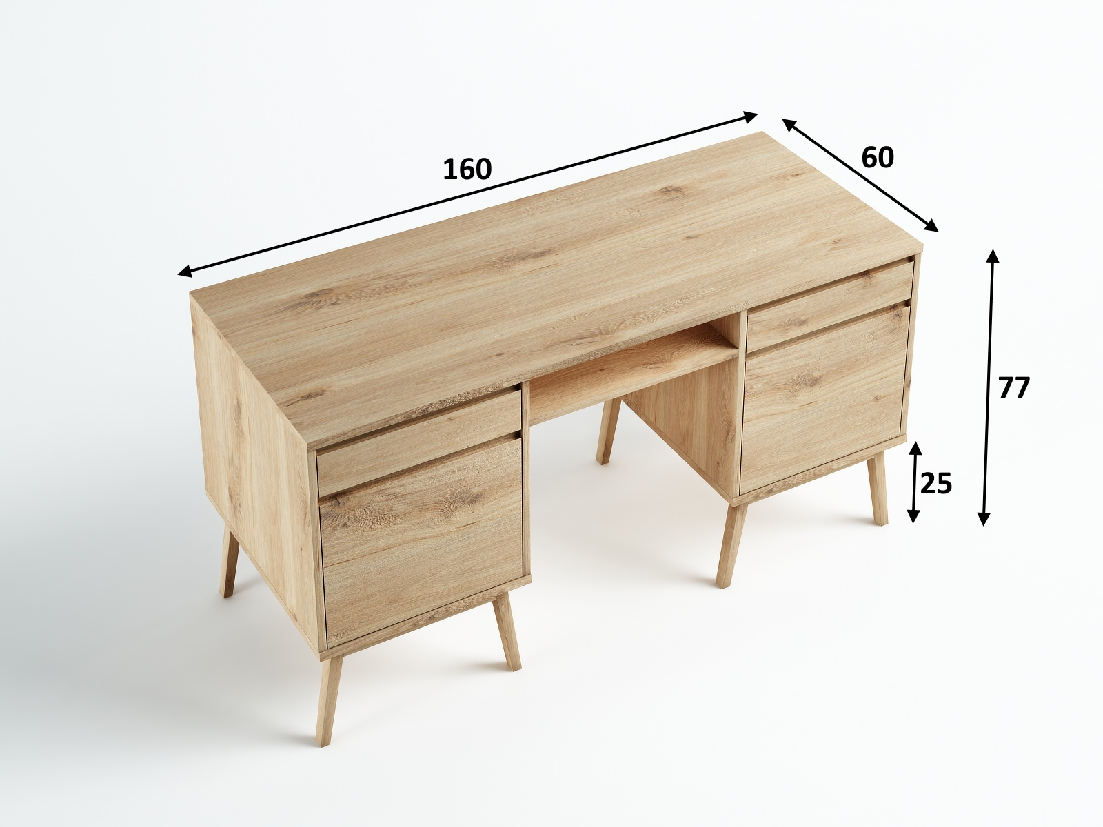 Toaletka Madryt T1 110 x 77 x 45 cm dąb dziki