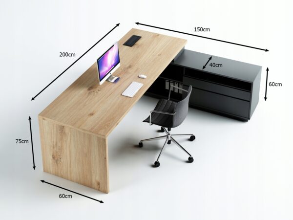 Biurko narożne PREMIUM Madryt MB-05 duże PRZESTRONNE # DĄB olejowany + MDF