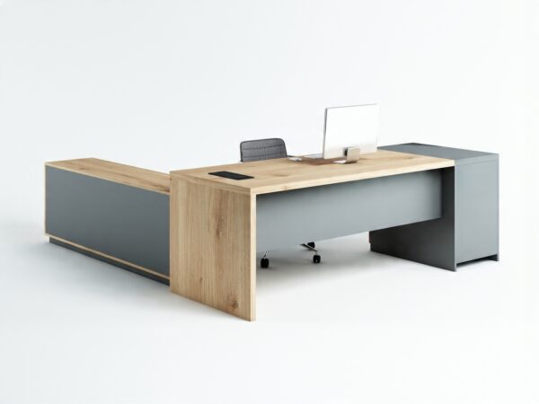 Biurko narożne PREMIUM Madryt MB-02 duże PRZESTRONNE # DĄB olejowany + MDF - obrazek 6