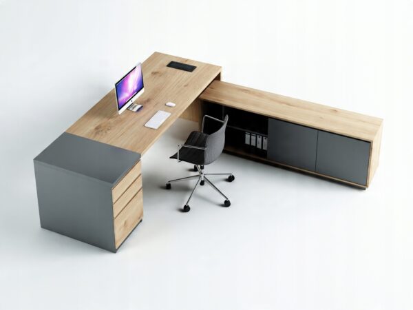 Biurko narożne PREMIUM Madryt MB-02 duże PRZESTRONNE # DĄB olejowany + MDF - obrazek 5