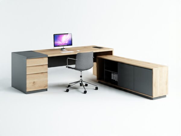 Biurko narożne PREMIUM Madryt MB-02 duże PRZESTRONNE # DĄB olejowany + MDF - obrazek 4