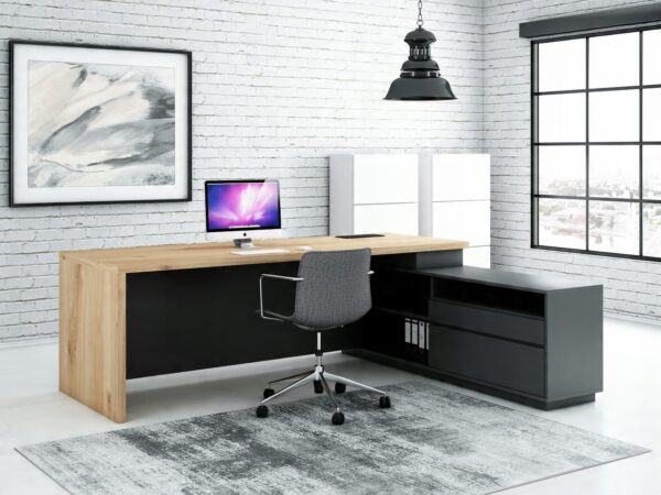 Biurko narożne PREMIUM Madryt MB-05 duże PRZESTRONNE # DĄB olejowany + MDF - obrazek 2