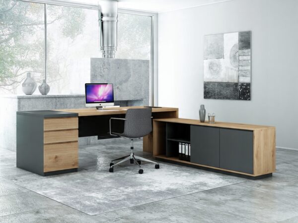 Biurko narożne PREMIUM Madryt MB-02 duże PRZESTRONNE # DĄB olejowany + MDF - obrazek 2
