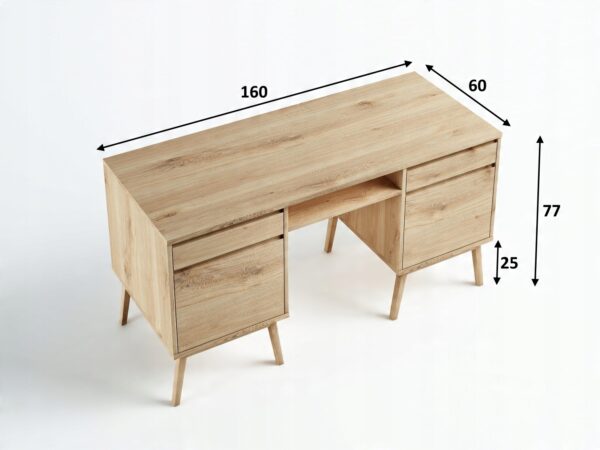 Biurko B1R Madryt FRONTY RAL 160x77x60 DZIKI DĄB - obrazek 4