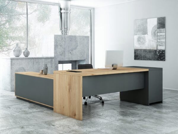 Biurko narożne PREMIUM Madryt MB-02 duże PRZESTRONNE # DĄB olejowany + MDF - obrazek 3