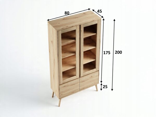 Witryna W-2R Madryt 80x200x45 DZIKI DĄB RUST OLEJ - obrazek 4